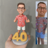 40th Gifts for Men- Custom Bobbleheads -  Cheers to 40th Birthday