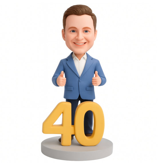 40th Birthday Gift for Men - Custom Bobblehead - The man with his thumb out