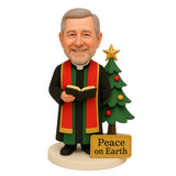 Personalized Pastor and Christmas Tree Bobblehead