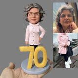 70th Birthday Gift for Woman - Custom Bobbleheads - The Popular Heroine