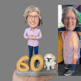 Gifts for 60th Birthday Woman - Custom Bobbleheads - The Lady in the Purple Dress