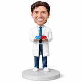 Male Pharmacist Holding a Pill Custom Bobbleheads