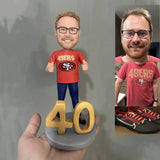 40th Gifts for Men- Custom Bobbleheads -  Cheers to 40th Birthday