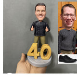 40th Gifts for Men- Custom Bobbleheads -  Cheers to 40th Birthday