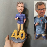 40th Gifts for Men- Custom Bobbleheads -  Cheers to 40th Birthday