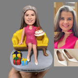 Female 50th Birthday Gift - Custom Bobbleheads - The Lady with the Birthday Cake