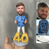 40th Gifts for Men- Custom Bobbleheads -  Cheers to 40th Birthday