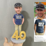 40th Gifts for Men- Custom Bobbleheads -  Cheers to 40th Birthday