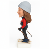 Custom Female Skier Bobblehead – Outfit Customization Available