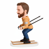 Custom Male Skier Bobblehead –– Customizable Outfit