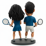 Custom Tennis Player Couples Bobbleheads – Custom Uniform Included