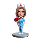 Female Nurse Holding Roses Custom bobbleheads