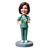 Female Nurse Wearing Green Scrubs Custom bobbleheads