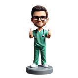 Male Nurse Wearing Green Scrubs Custom Bobbleheads