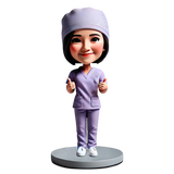 Female Doctor Wearing Purple Scrubs Custom Bobbleheads