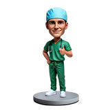 Male Doctor Wearing Green Scrubs Custom Bobbleheads