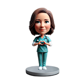 Female Doctor Wearing Green Scrubs Custom Bobbleheads