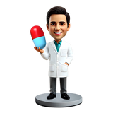 Handsome Male Pharmacist Holding a Pill Custom Bobbleheads