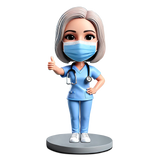 Female Doctor Wearing Blue Scrubs Custom Bobbleheads