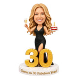 Cheers to 30 – Custom Birthday Bobblehead for Her – Customizable Any Outfit & Pose