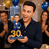 Custom 30th Birthday Bobblehead for Men Holding a Beer - Customizable Outfit & Pose