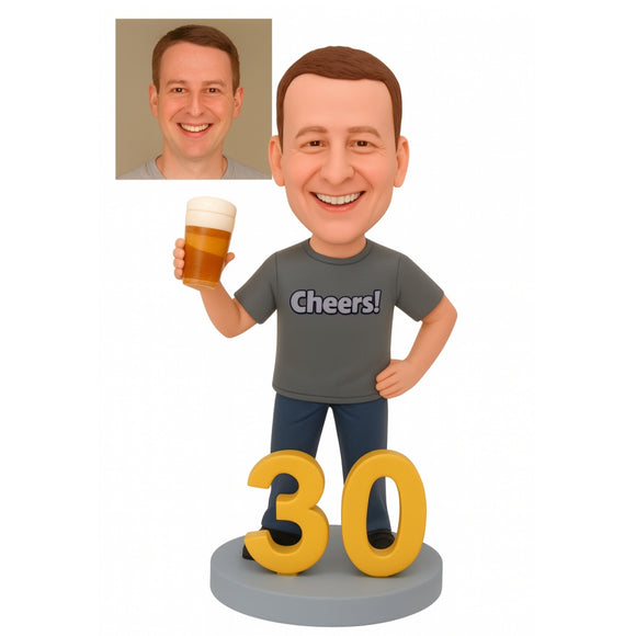 Cheers to 30 – Custom Bobblehead for 30th Birthday