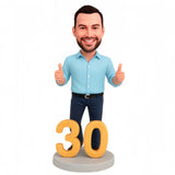 30-Year-Old Man with Thumbs Up – Custom Bobblehead for 30th Birthday