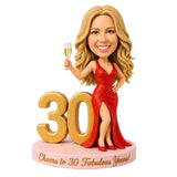 Custom 30th Birthday Bobblehead for Her –- Customizable Any Outfit & Pose