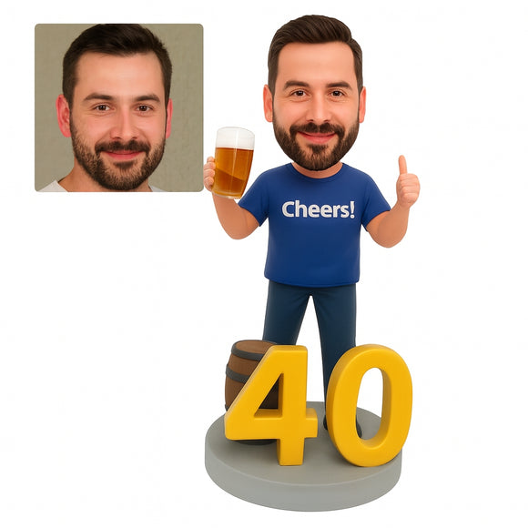 Cheers to 40! Custom 40th Birthday Bobbleheads