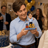 Custom 45th Birthday Bobblehead Gift for Men with Champagne  -– Customizable Any Outfit & Pose