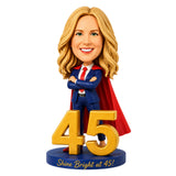 Queen of 45 – Custom 45th Birthday Bobblehead for Her – Customizable Any Outfit & Pose