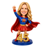 Custom 45th Birthday Superhero Bobblehead for Her – Customizable Any Outfit & Pose