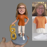 Gifts for 60th Birthday Woman - Custom Bobbleheads - The Lady in the Red Coat
