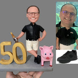 50th Birthday Presents for Dad - Custom Bobblehead - Dad in the Suit