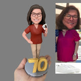 70th Birthday Gift for Woman - Custom Bobbleheads - The Popular Heroine