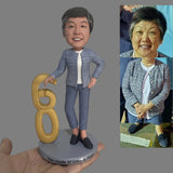 Gifts for 60th Birthday Woman - Custom Bobbleheads - The Lady in the Red Coat