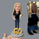 Gifts for 60th Birthday Woman - Custom Bobbleheads - The Lady in the Purple Dress