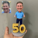 50th Birthday Gifts for Men – Custom Bobblehead – Cheers to 50 Years