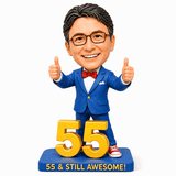 Custom 55th Birthday Bobblehead for Men in a Party Suit –– Customizable Any Outfit & Pose