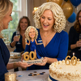 Cheers to 60 –- Custom 60th Birthday Bobblehead for Her – Customizable Any Outfit & Pose
