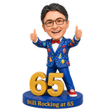 Custom 65th Birthday Bobblehead for Men in a Party Suit –– Customizable Any Outfit & Pose