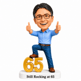 Custom 65th Birthday Bobblehead for Men Giving Two Thumbs Up –- Customizable Any Outfit & Pose