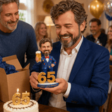 Custom 65th Birthday Superhero Bobblehead –– Customizable Any Outfit & Pose