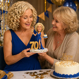 Cheers to 70 – Custom 70th Birthday Bobblehead for Her – Customizable Any Outfit & Pose