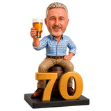 Custom 70th Birthday Bobblehead for Men - Cheers to 70 Years - Custom Outfit Available