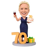 70th Birthday Gift for Woman - Personalized Custom Bobbleheads - The Popular Heroine