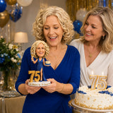 Cheers to 75 – Custom 75th Birthday Bobblehead for Her – Customizable Any Outfit & Pose