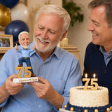 Custom 75th Birthday Bobblehead for Men Holding a Beer –- Optional Outfit & Pose Customization