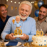 Custom 80th Birthday Bobblehead for Men Giving Two Thumbs Up –— Optional Outfit & Pose Customization