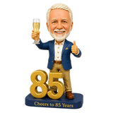 Custom 85th Birthday Bobblehead Gift for Men with Champagne  –- Optional Outfit & Pose Customization